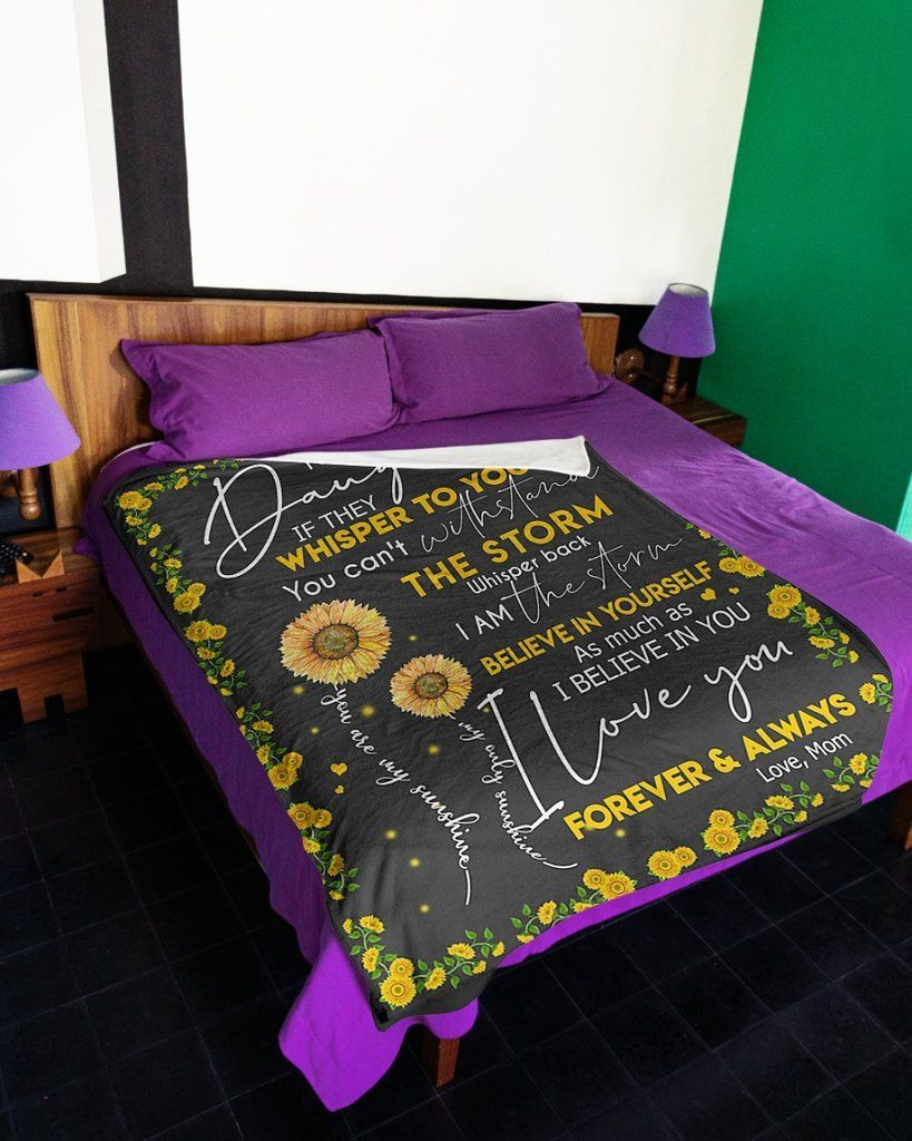 Sunflower Mom To Daughter Sherpa Fleece Blanket
