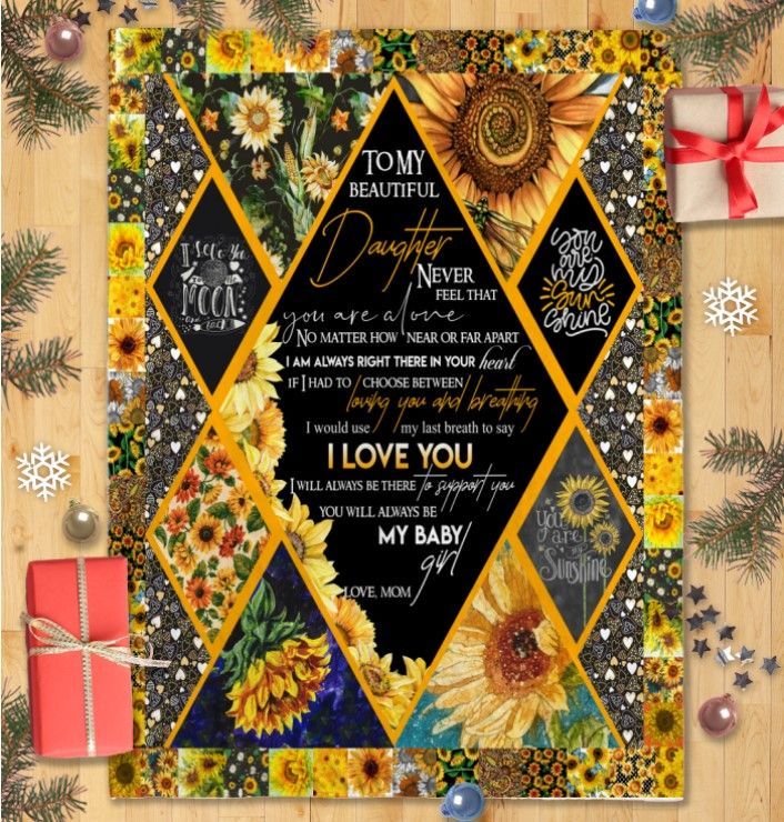 Sunflower Mom To Daughter Sherpa Fleece Blanket