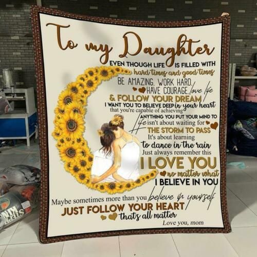 Sunflower Mom To My Daughter I Love You No Matter What Sherpa Fleece Blanket