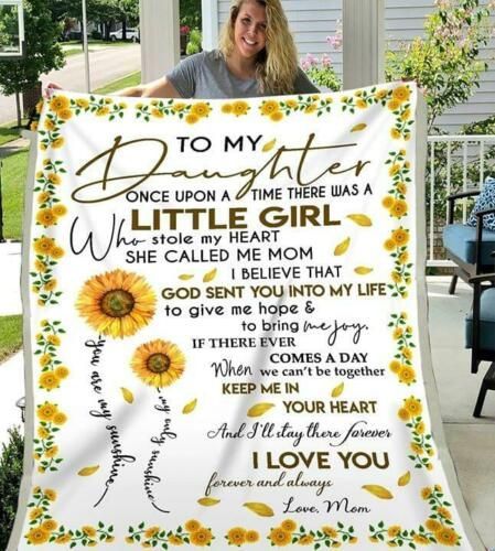 Sunflower Mom To My Daughter You Are My Sunshine Sherpa Fleece Blanket