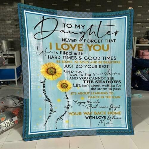 Sunflower Mom To My Daughter You Are My Sunshine Sherpa Fleece Blanket