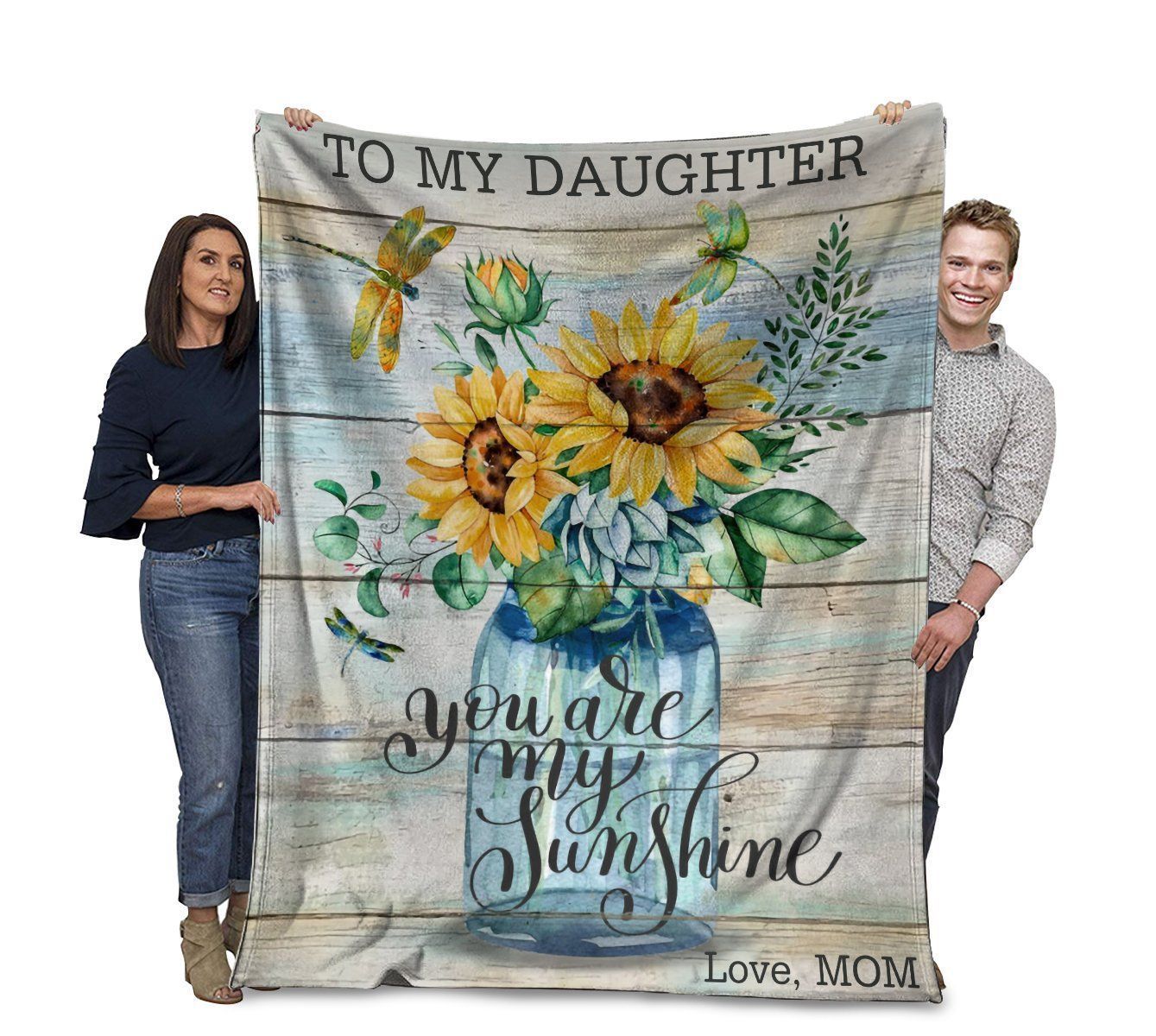 Sunflower Mom To My Daughter You Are My Sunshine Fleece Blanket