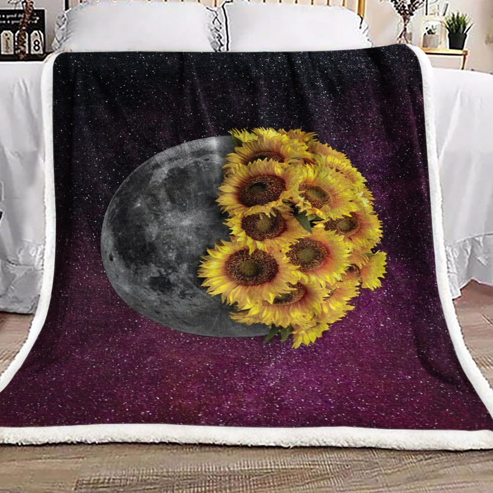 Sunflower Moon Sherpa Fleece Blanket