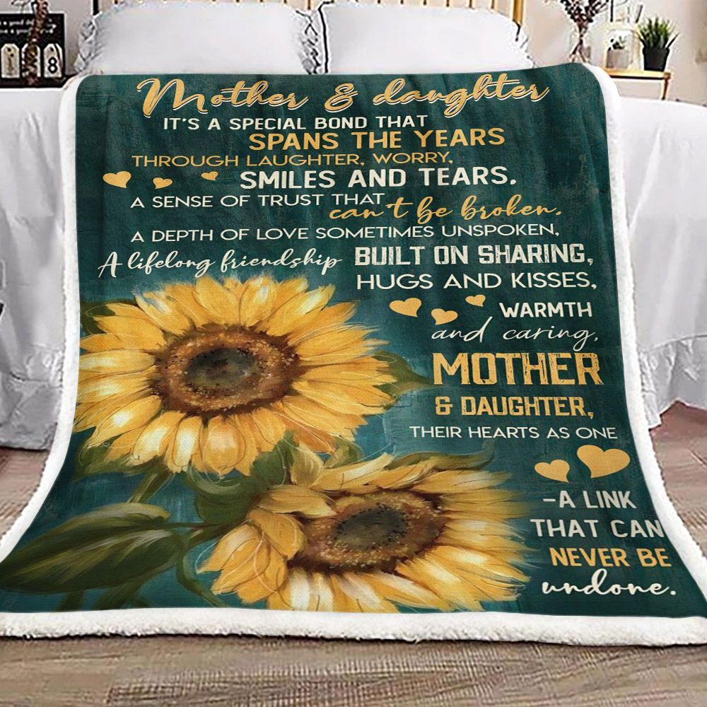 Sunflower Mother Daughter Sherpa Fleece Blanket