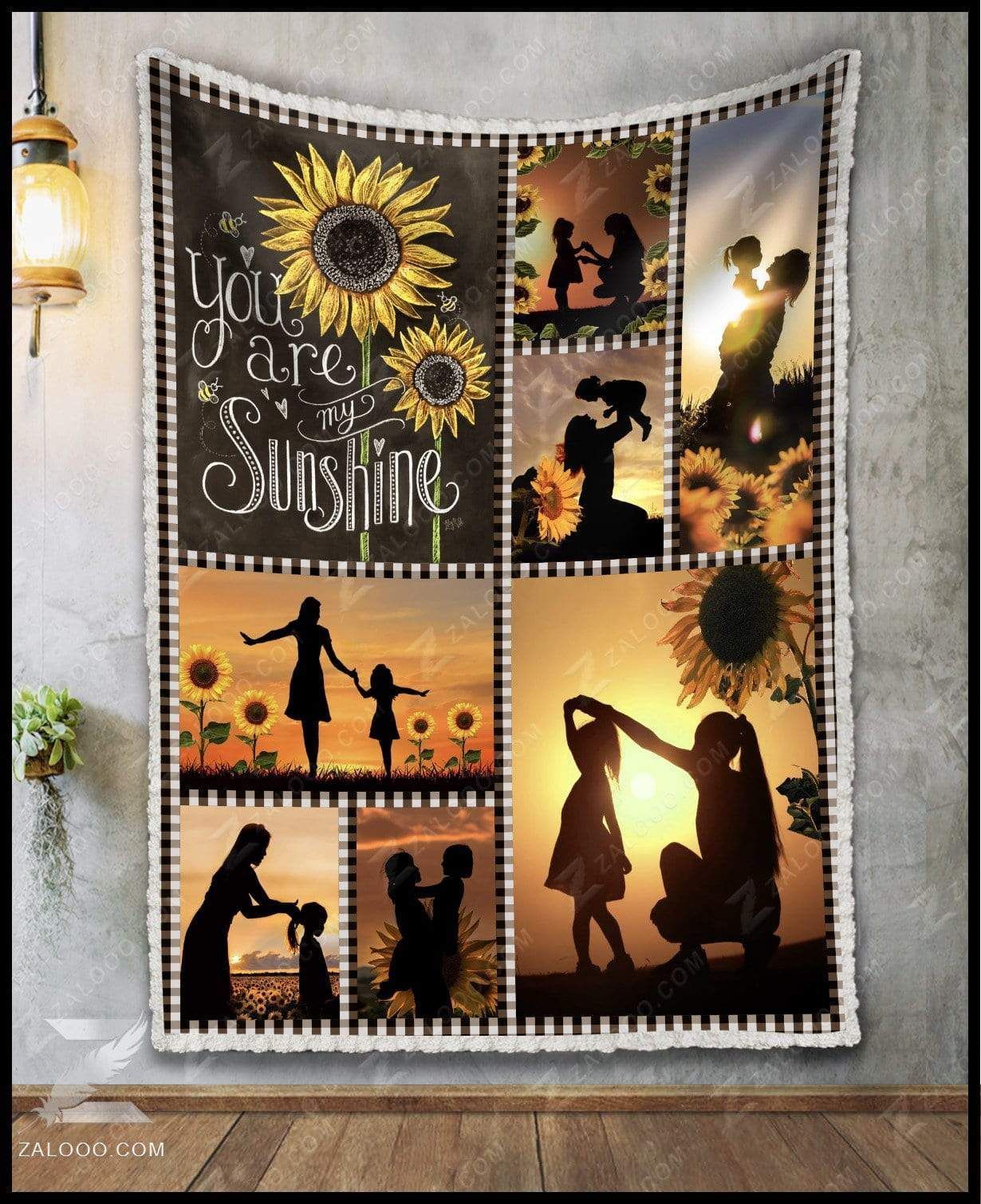 Sunflower My Daughter Your Are My Sunshine Love Mom Sherpa Fleece Blanket