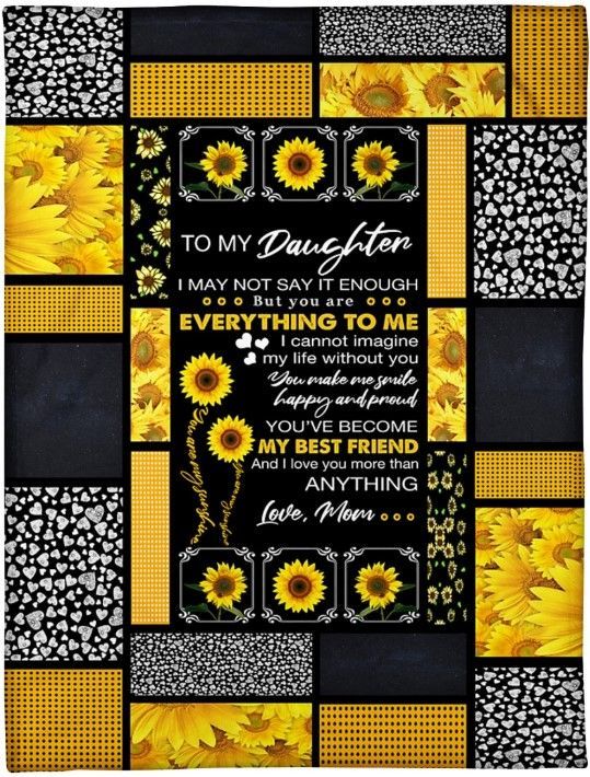 Sunflower My Dear Daughter Youre My Everything Sherpa Fleece Blanket