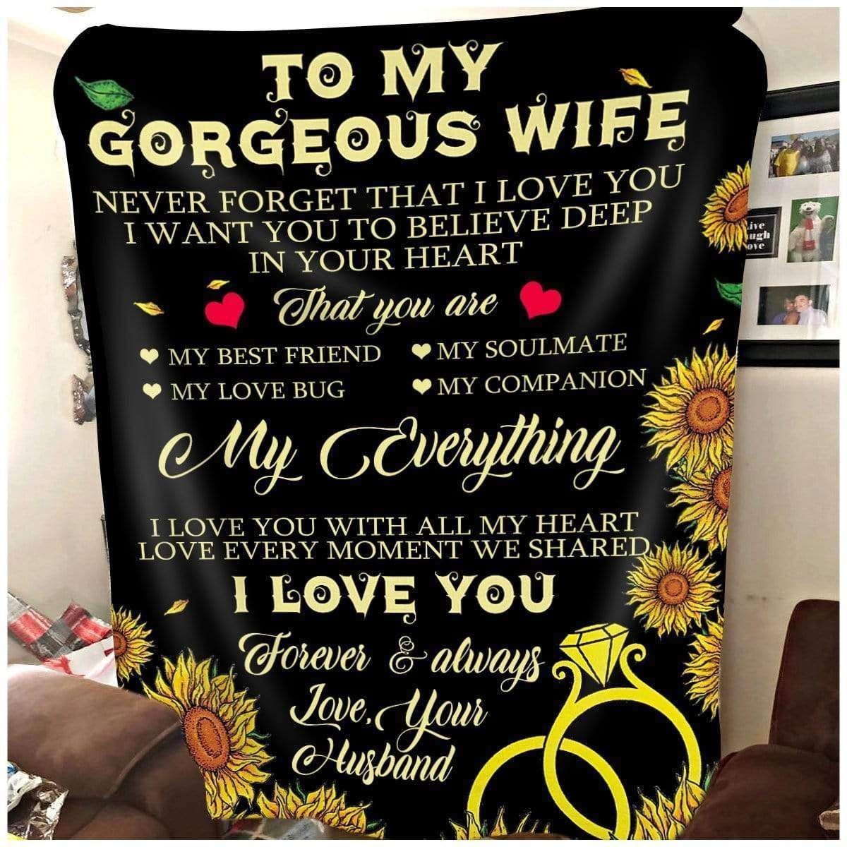 Sunflower My Everything Fleece Blanket Gift For Wife