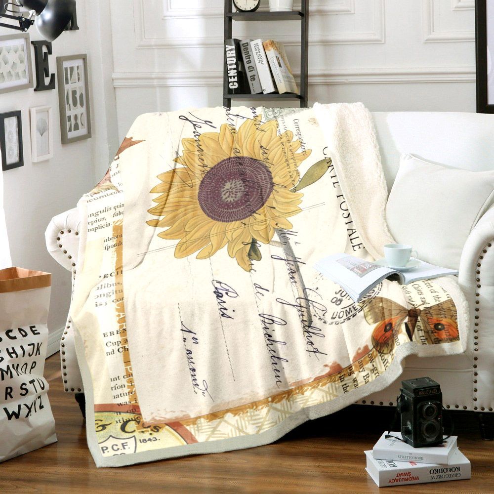 Sunflower Sherpa Fleece Blanket