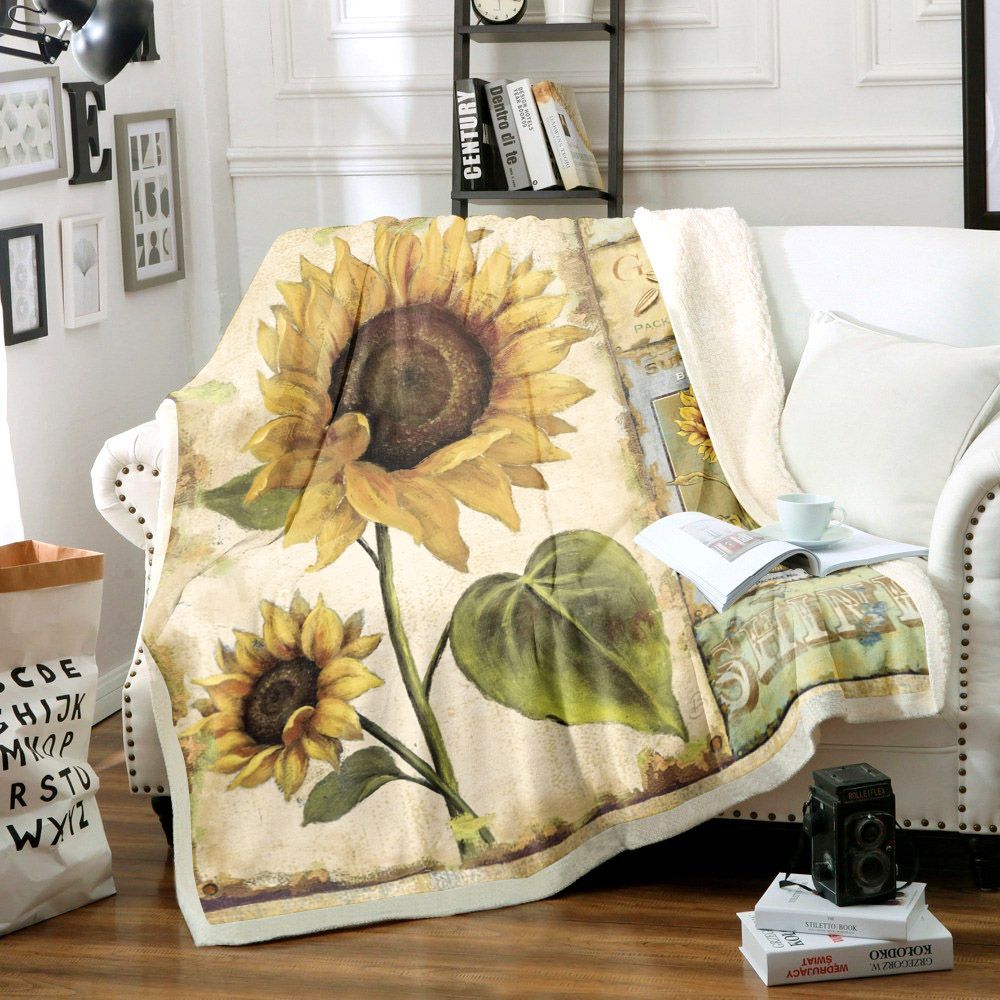 Sunflower Sherpa Fleece Blanket