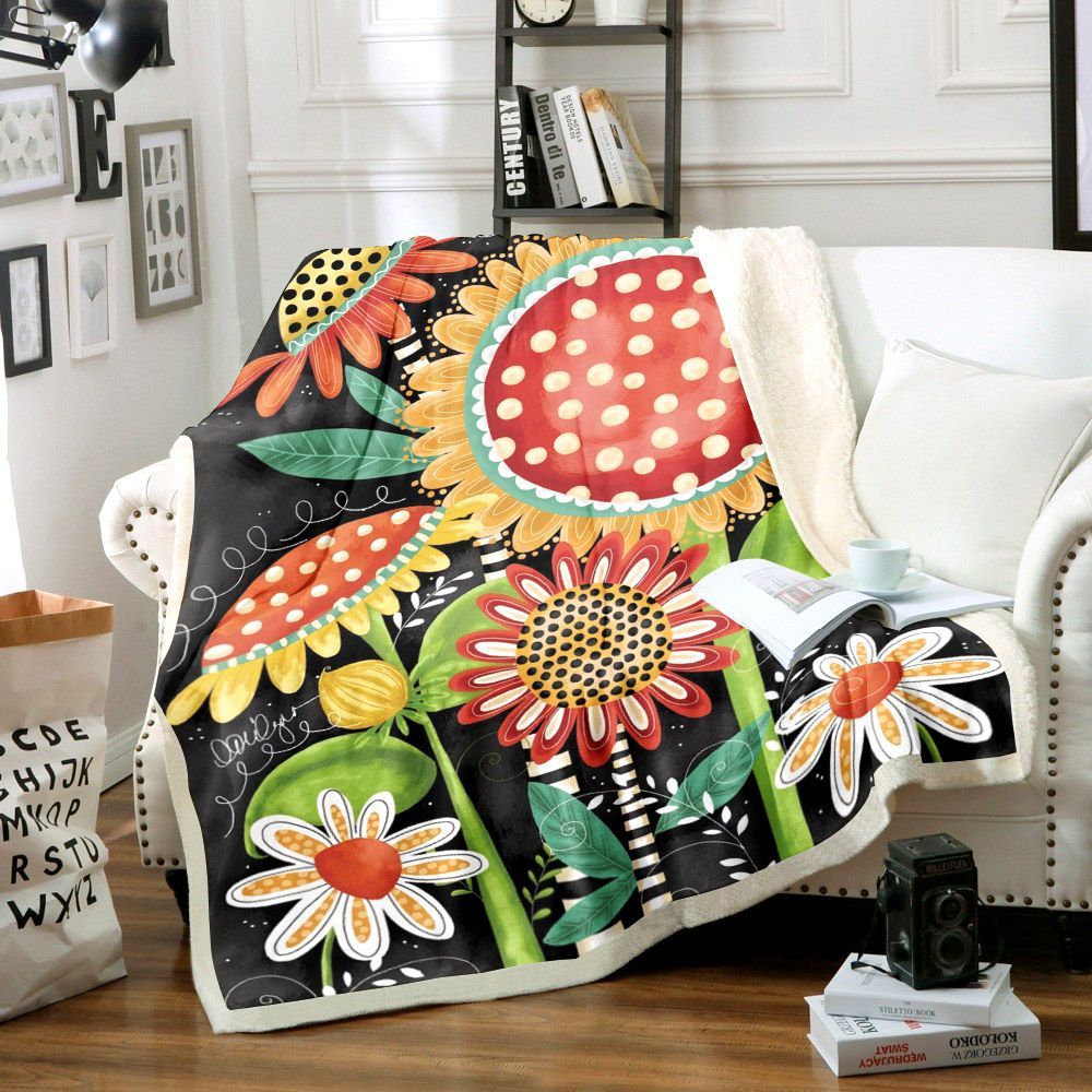 Sunflower Sherpa Fleece Blanket