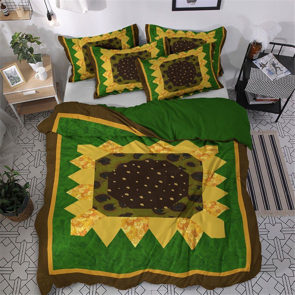 Sunflower Cotton Bed Sheets Spread Comforter Bedding Set