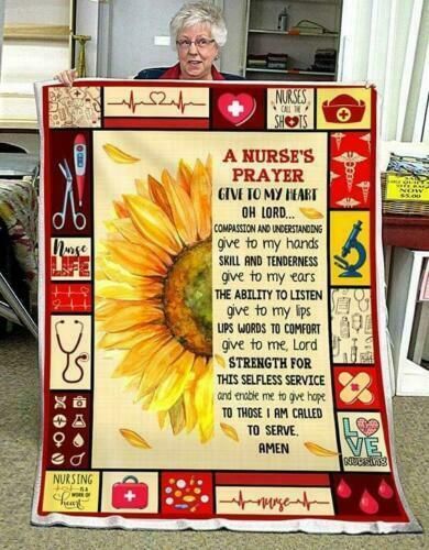 Sunflower Nurse Sherpa Fleece Blanket