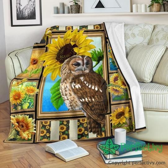 Sunflower Owl Sherpa Fleece Blanket