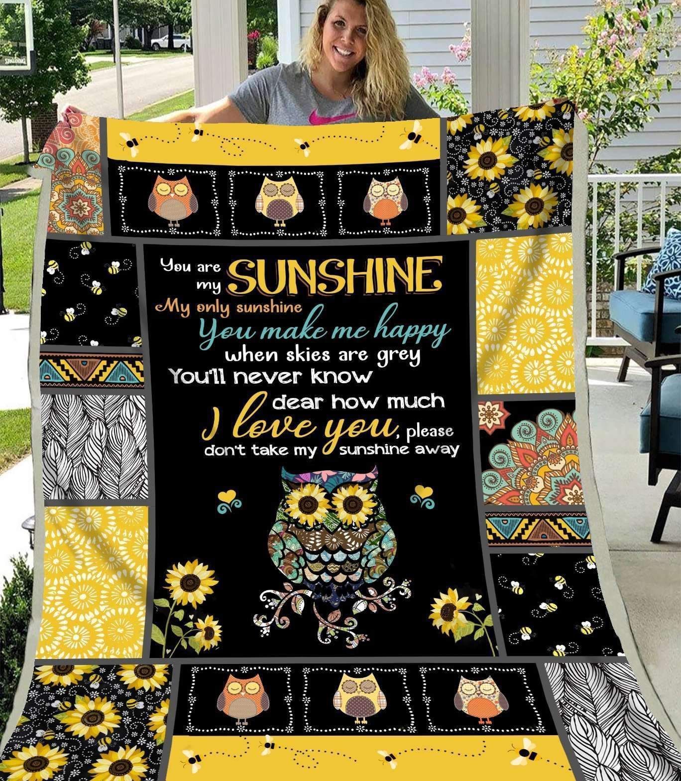 Sunflower Owl My Sunshine Sherpa Fleece Blanket