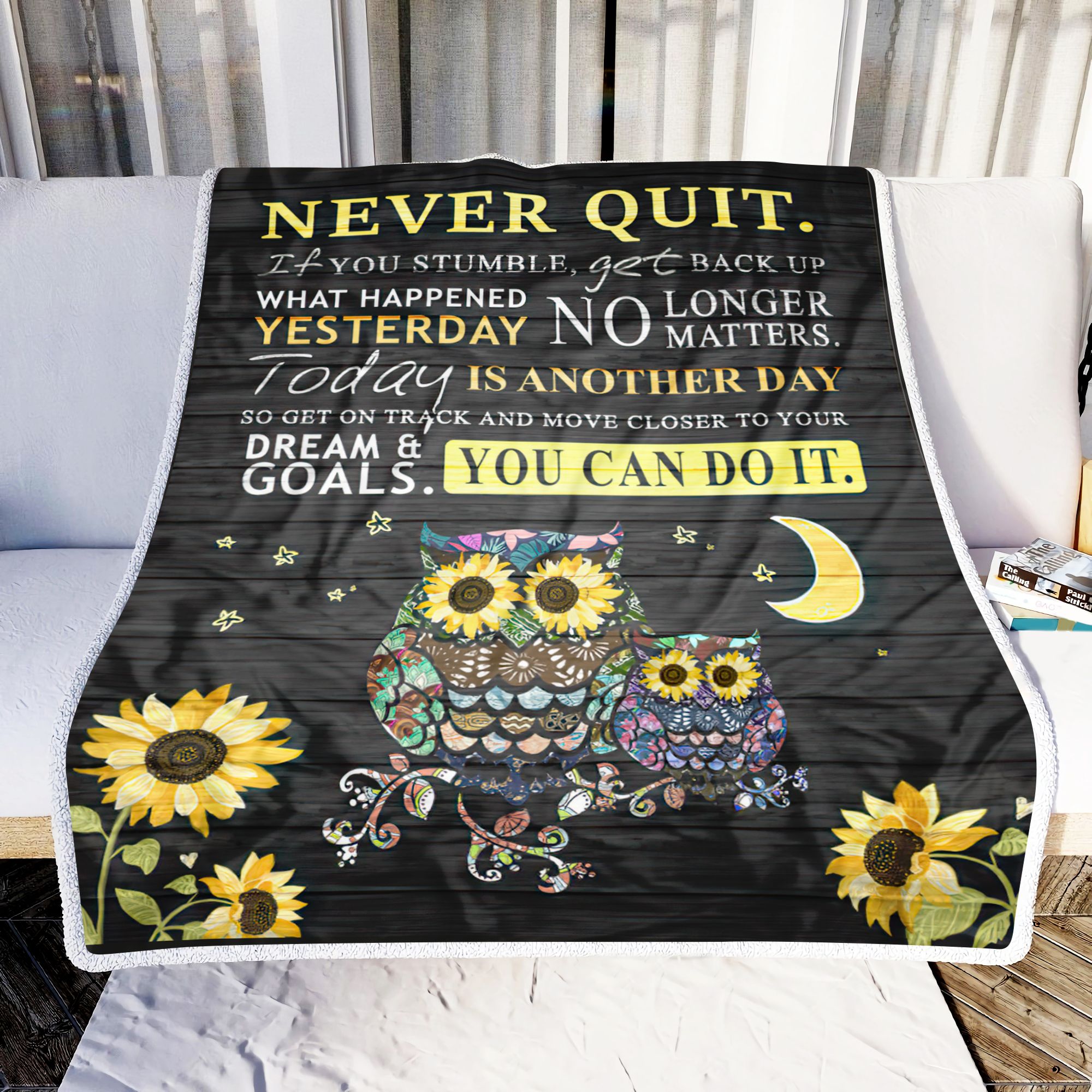 Sunflower Owl Fleece Blanket