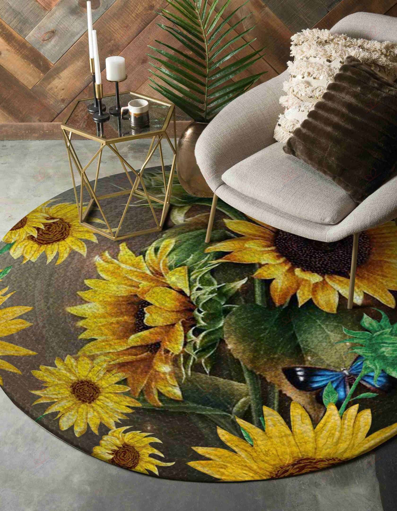 Sunflower Painting Round Carpet