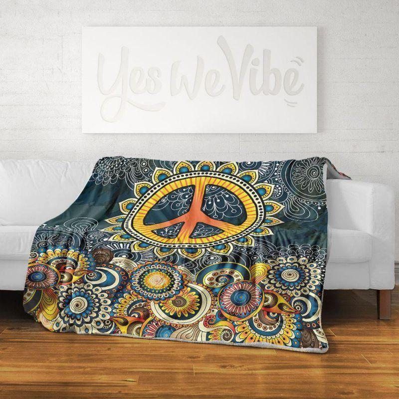 Sunflower Peace Sherpa Fleece Blanket