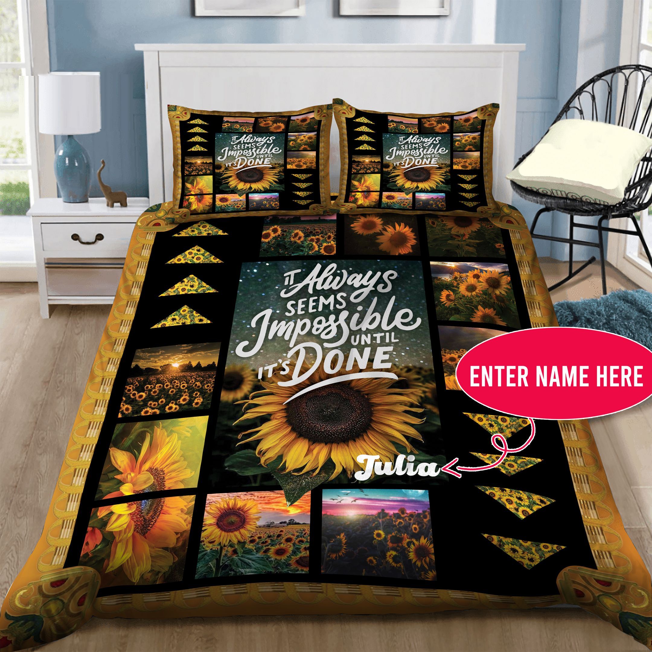 Sunflower Personalized  Bedding Set