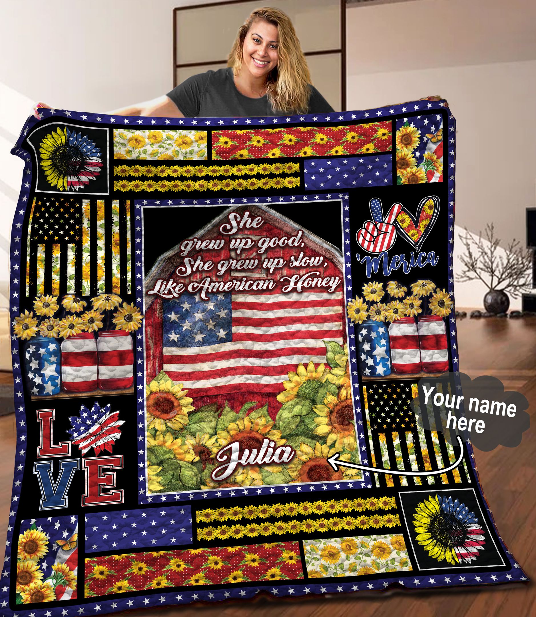 Sunflower Personalized Quilt Blanket C9B080601TA