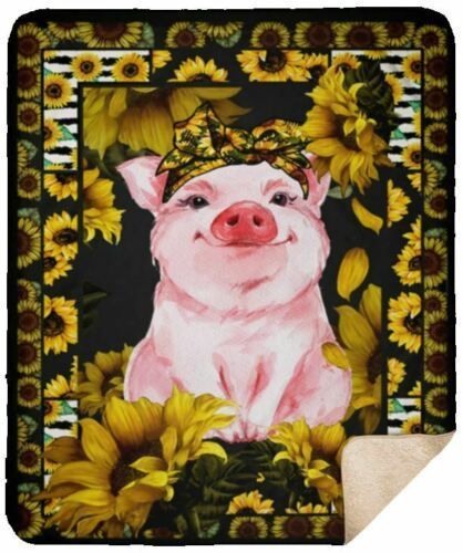 Sunflower Pig Love Sherpa Fleece Blanket