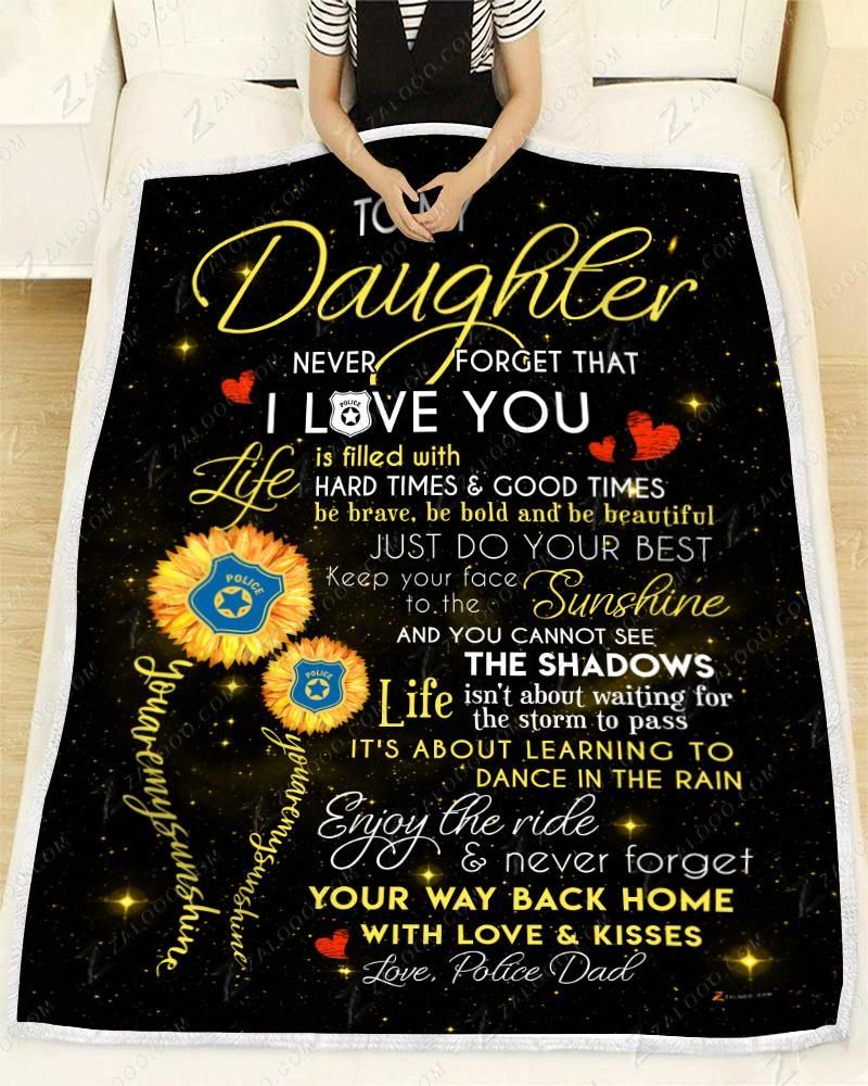 Sunflower Police Daughter Dad You Are My Sunshine Sherpa Fleece Blanket