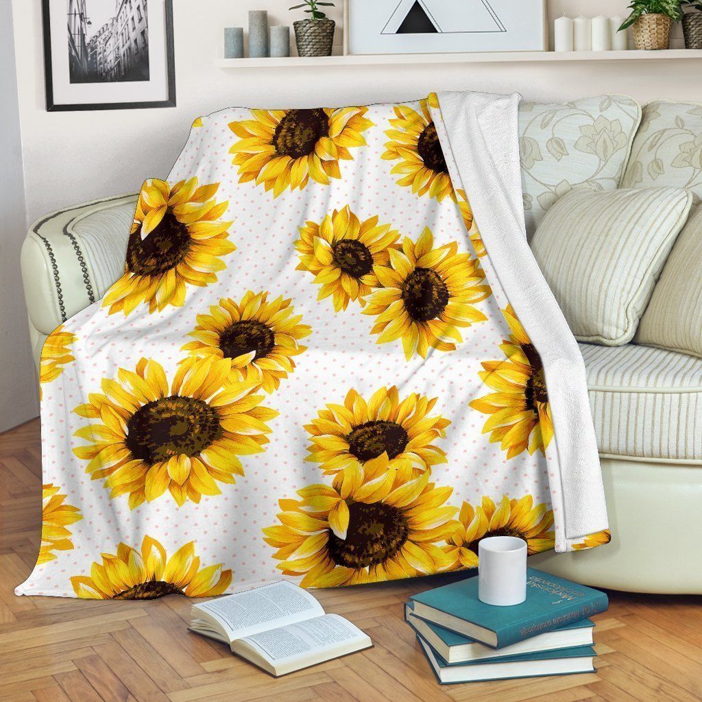 Sunflower Polka Dot Sherpa Fleece Blanket