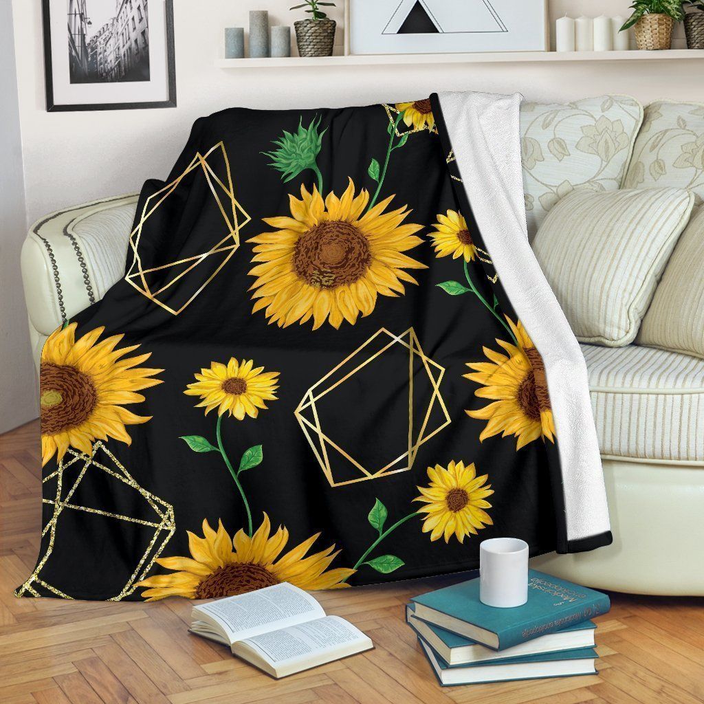 Sunflower Polygonal Sherpa Fleece Blanket