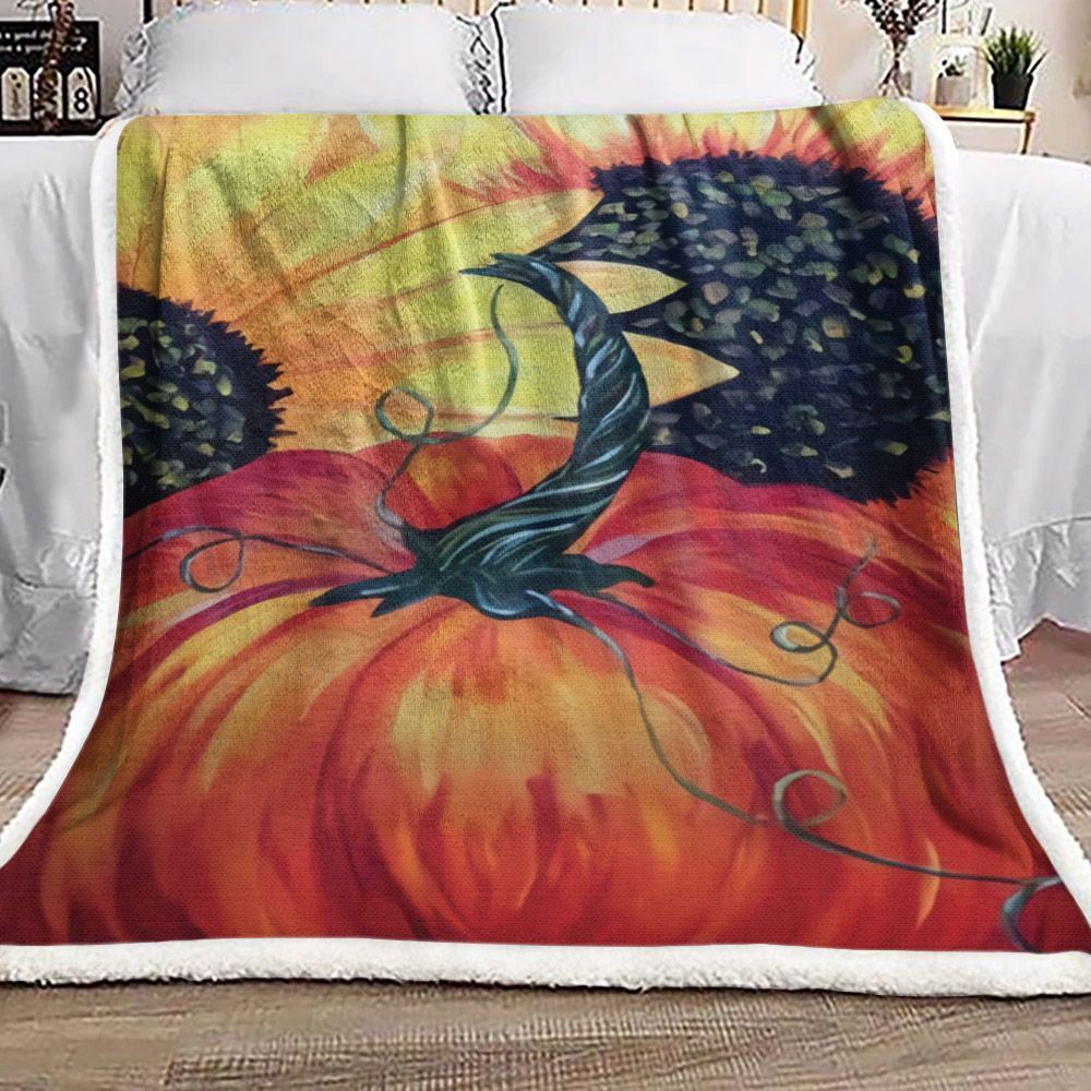 Sunflower Pumpkin Sherpa Fleece Blanket