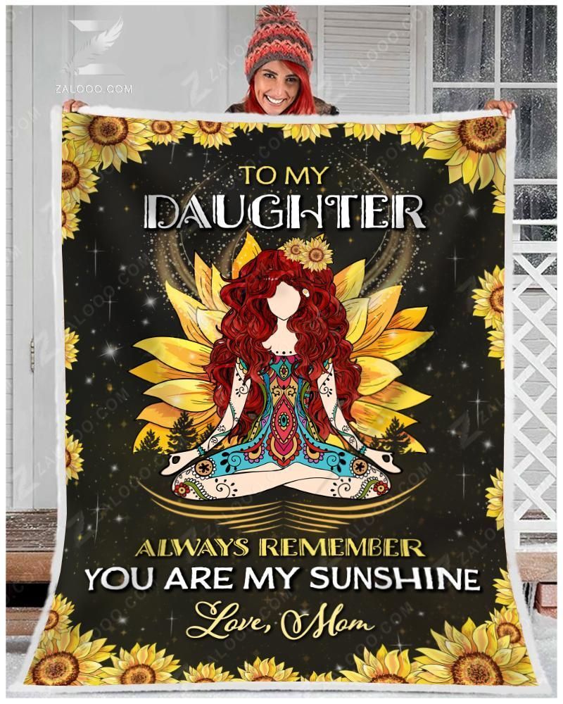 Sunflower Red Hair To My Daughter You Are My Sunshine Love Mom Sherpa Fleece Blanket