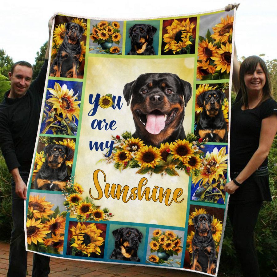 Sunflower Rottweiler Sherpa Fleece Blanket