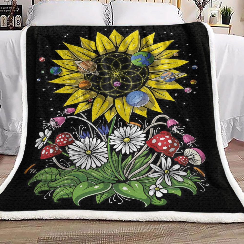Sunflower Sacred Geometry Sherpa Fleece Blanket