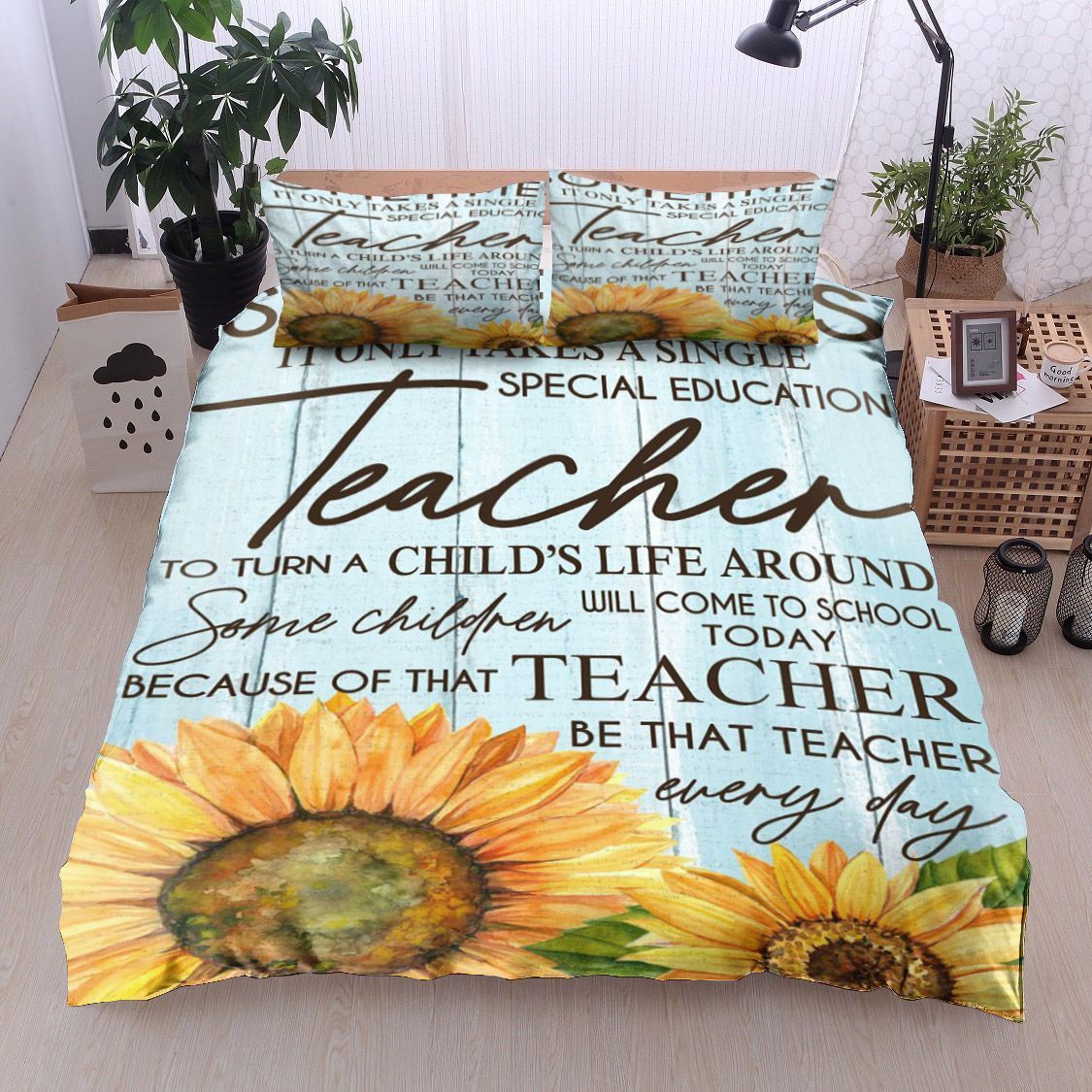 Sunflower Single Special Education Teacher Bedding Set