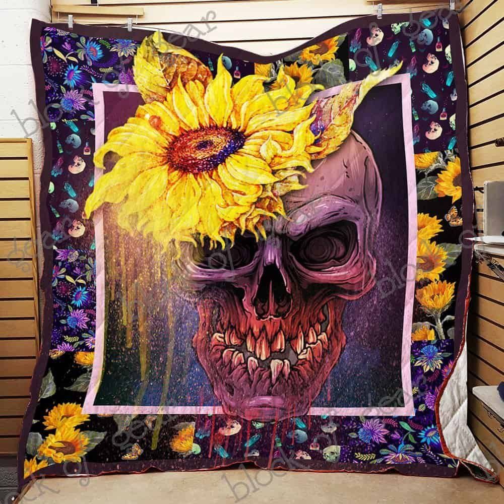 Sunflower Skull CL19100820MDQ Quilt Blanket