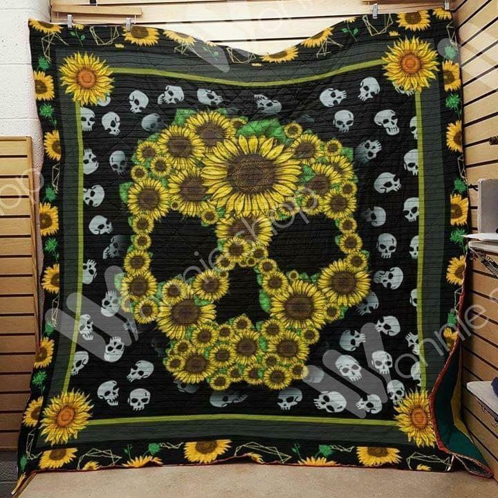 Sunflower Skull CLA0810464Q Quilt Blanket