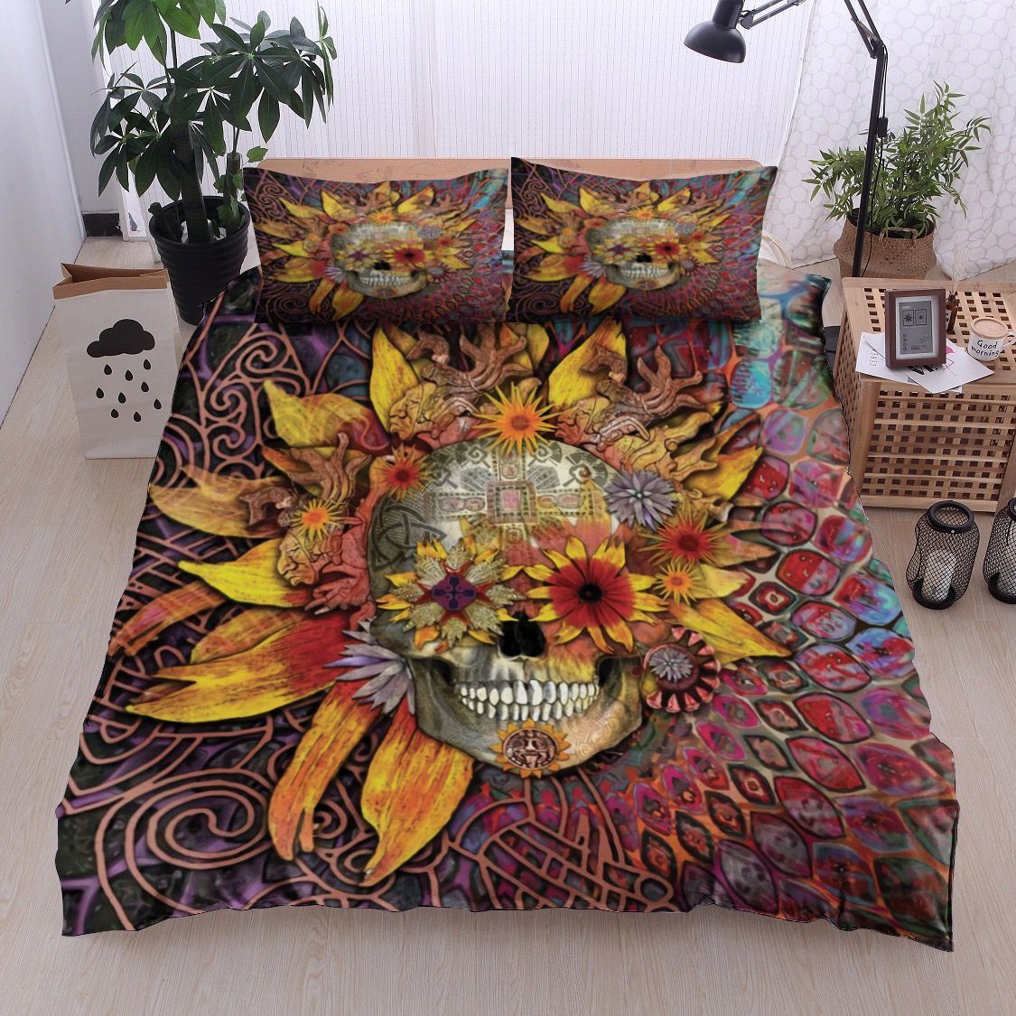 Sunflower Skull Bedding Set