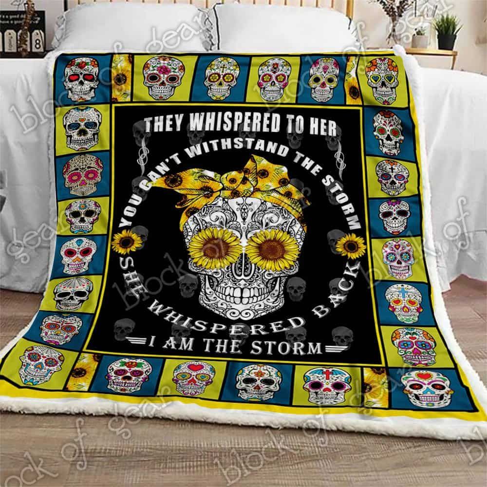 Sunflower Skull Fleece Blanket