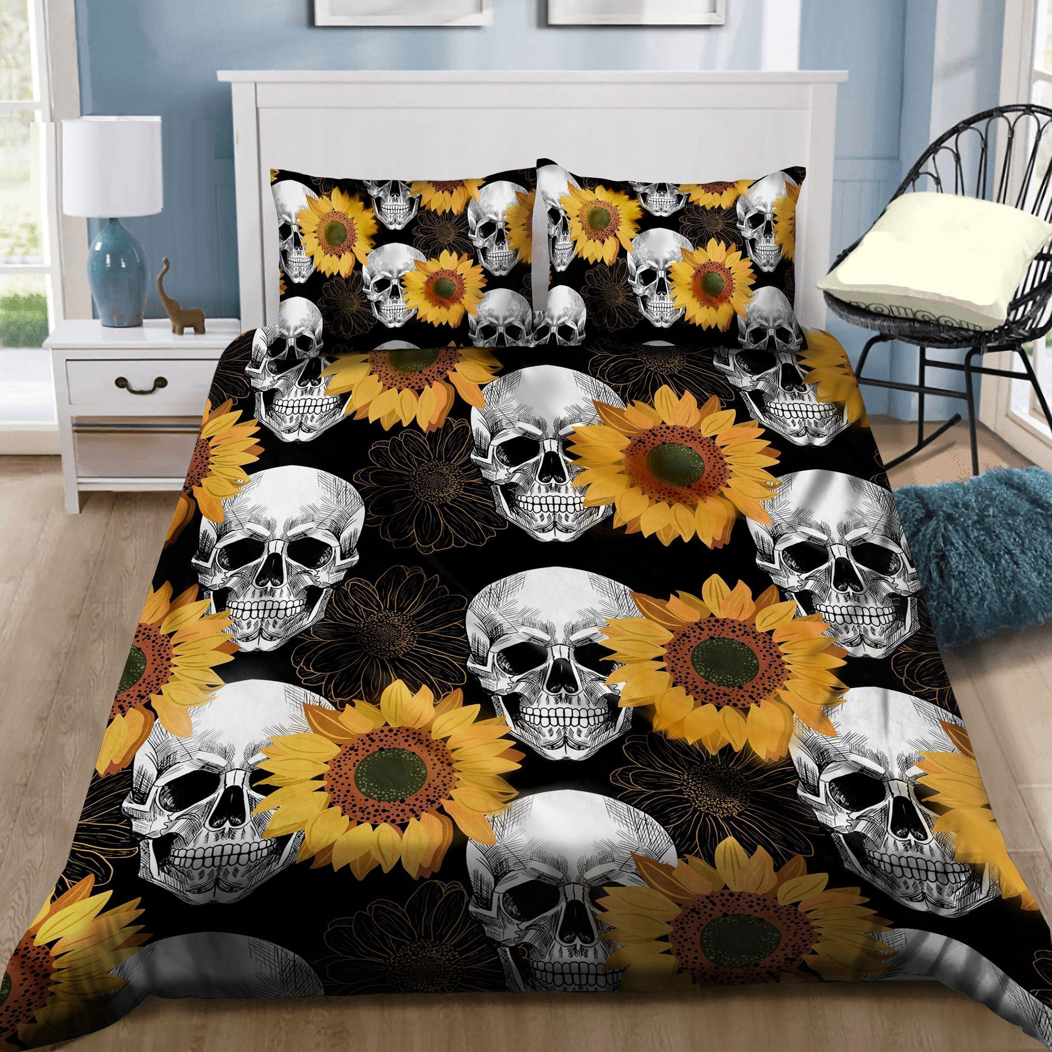 Sunflower Skull Bedding Set