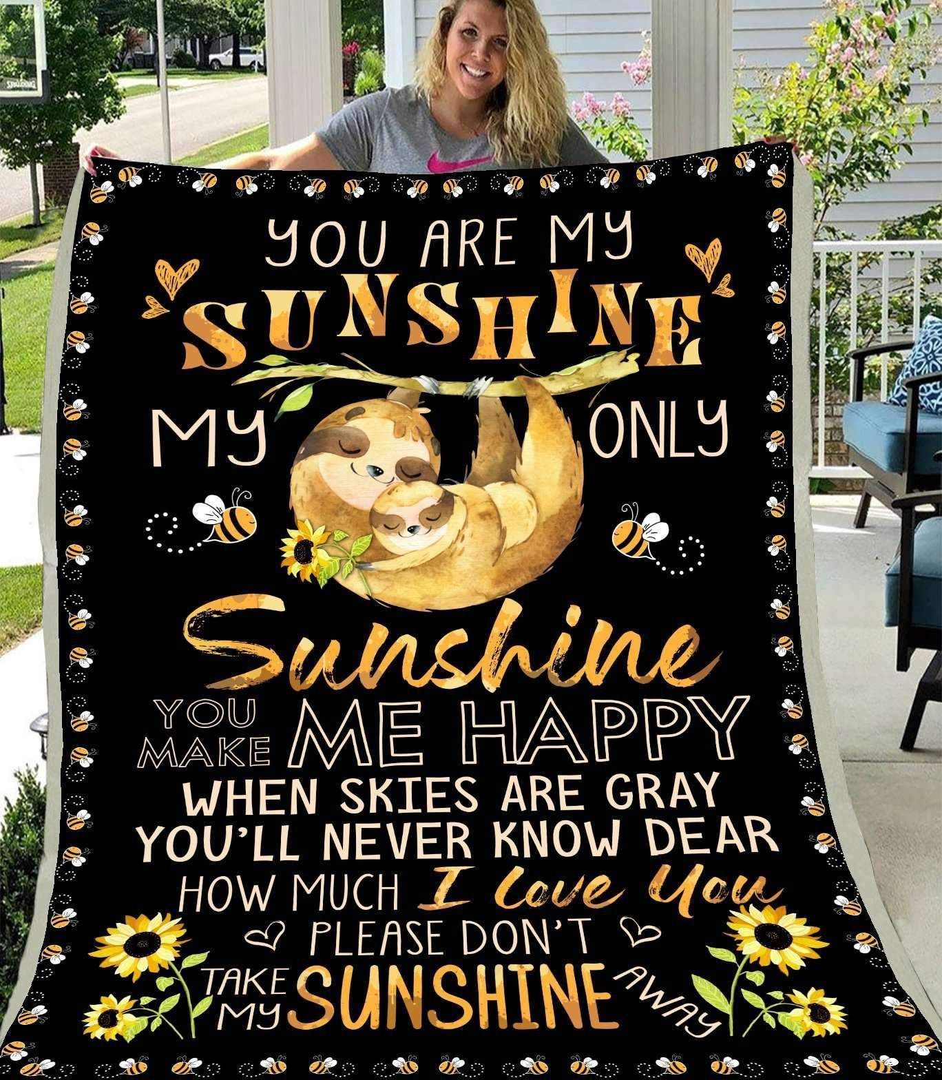 Sunflower Sloth My Sunshine Sherpa Fleece Blanket