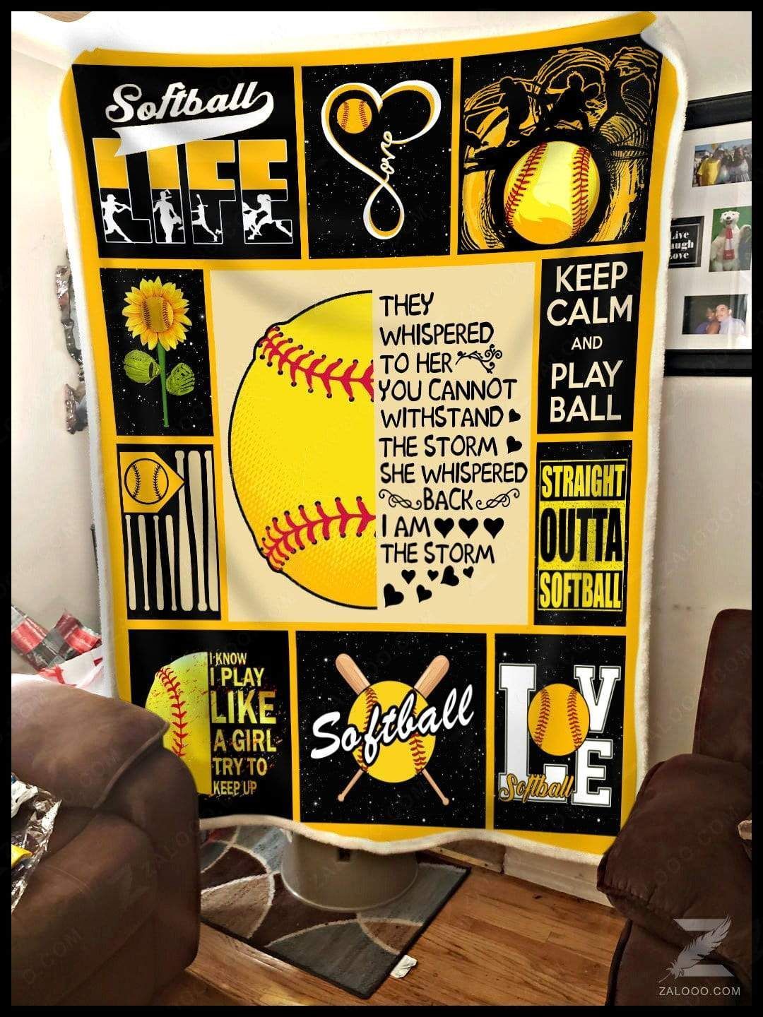 Sunflower Softball They Whisper Sherpa Fleece Blanket