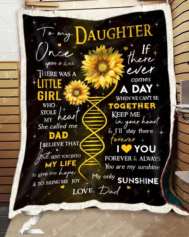 Sunflower Softball To My Daughter You Mean The World To Me Dad Sherpa Fleece Blanket