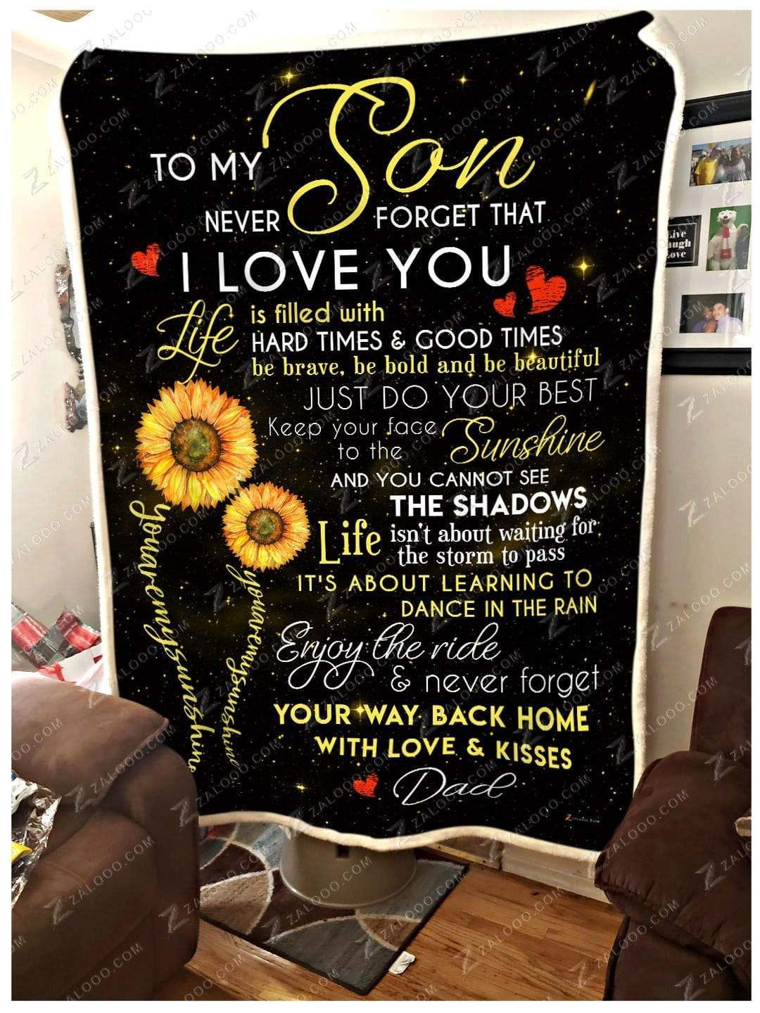 Sunflower Son Dad You Are My Sunshine Sherpa Fleece Blanket