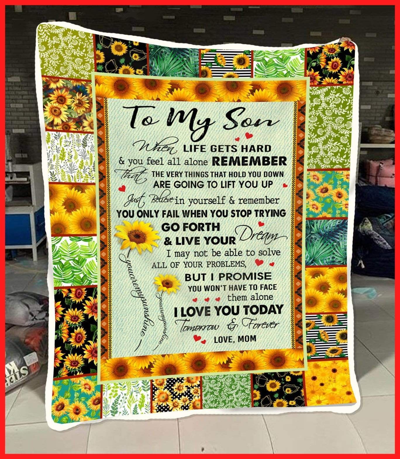 Sunflower Son Mom I Love You Today Tomorrow And Forever Sherpa Fleece Blanket