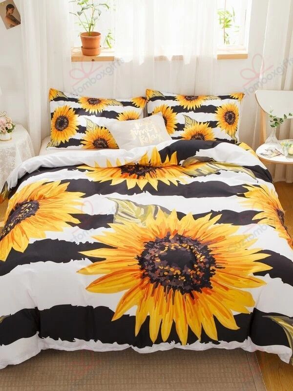 Sunflower & Stripe Pattern Bedding Set