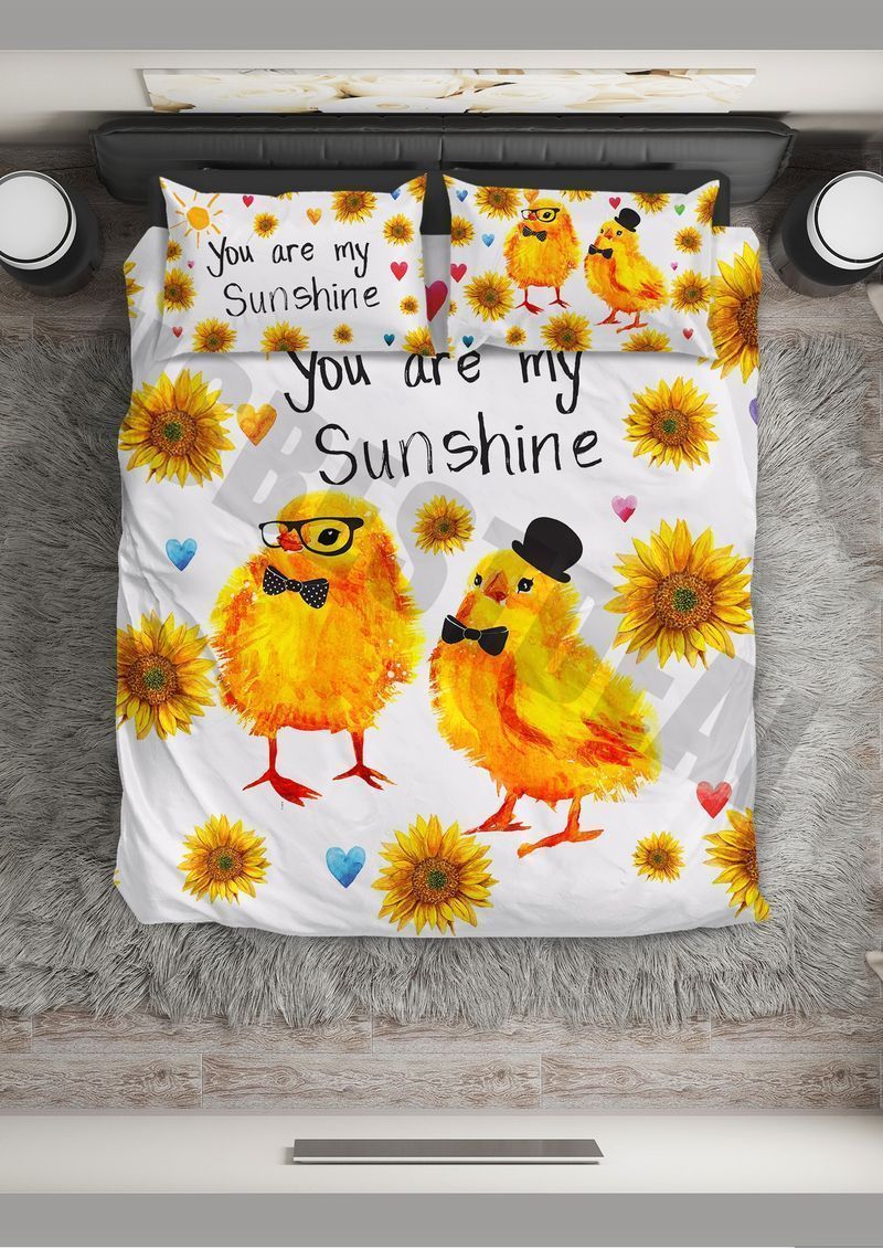 Sunflower Sunshine Chicken Printed Bedding Set