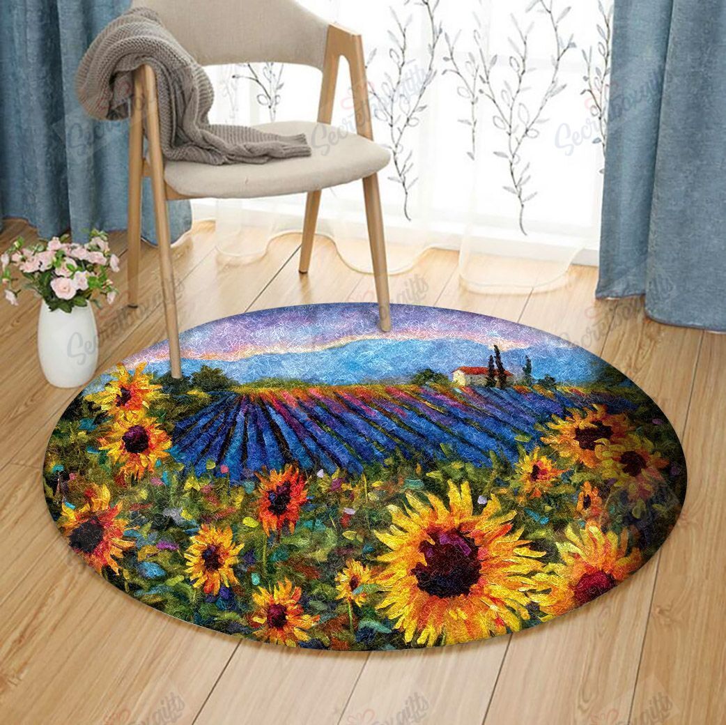 Sunflower Sunshine Round Carpet