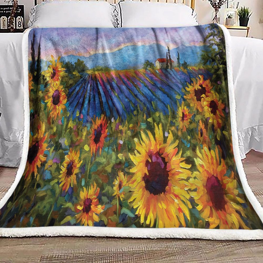 Sunflower Sunshine Sherpa Fleece Blanket