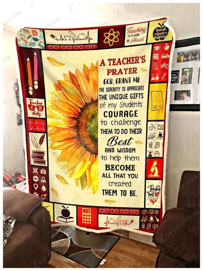 Sunflower Teacher A Teacher Prayer Sherpa Fleece Blanket