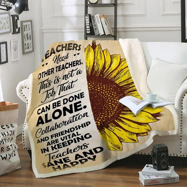 Sunflower Teacher Sherpa Fleece Blanket