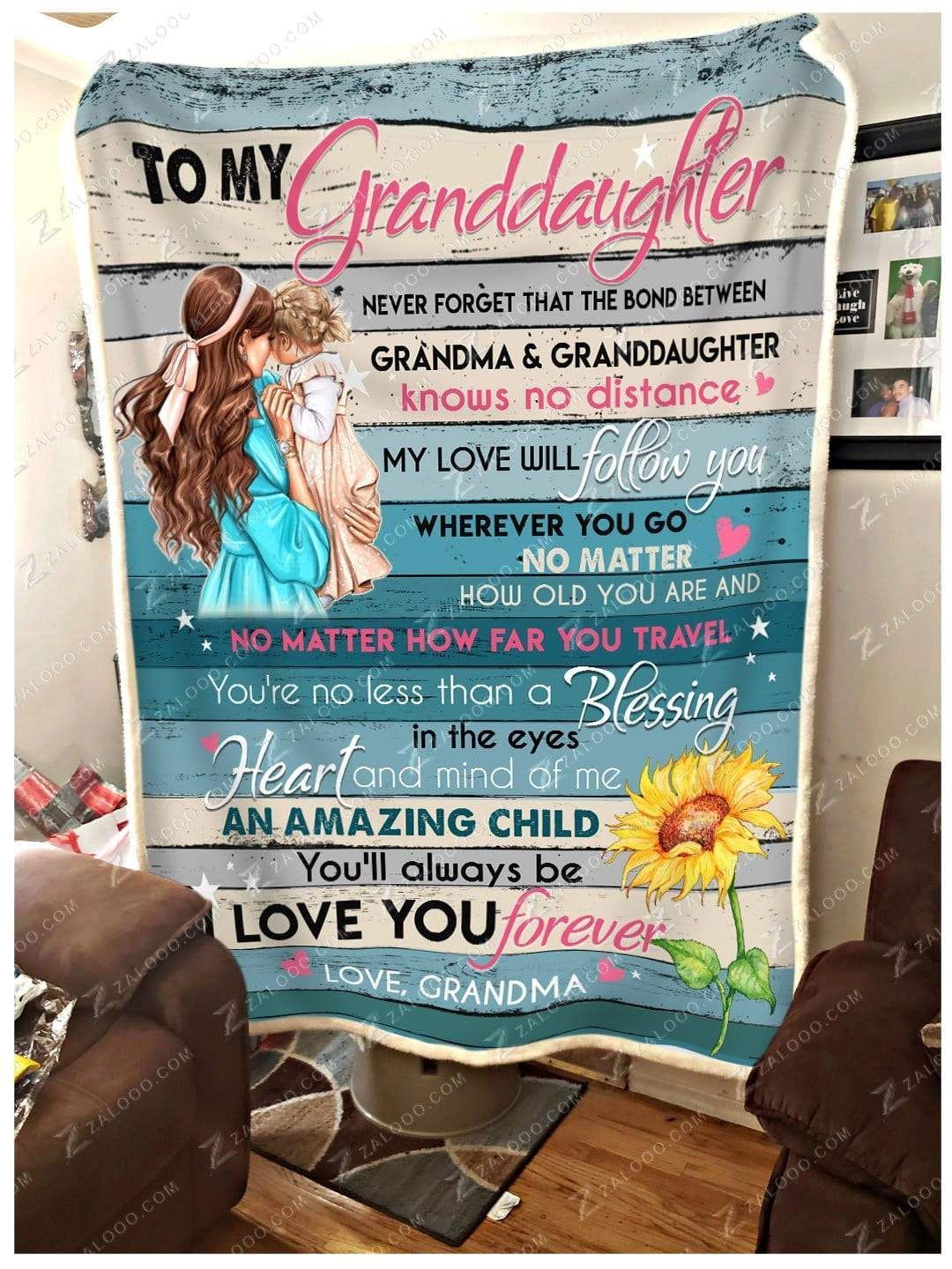 Sunflower The Bond Between Grandma And Granddaughter Sherpa Fleece Blanket