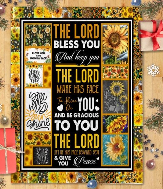Sunflower The Lord Bless You Sherpa Fleece Blanket